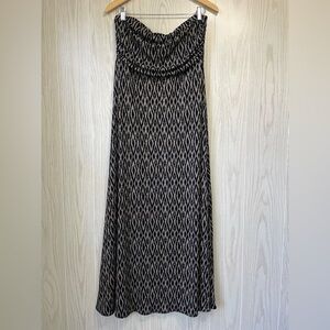 Banana Republic Women's Dress Size Large Black Diamond Tribal Strapless Maxi EUC